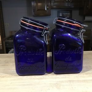 2 Cobalt Blue Italian Jars